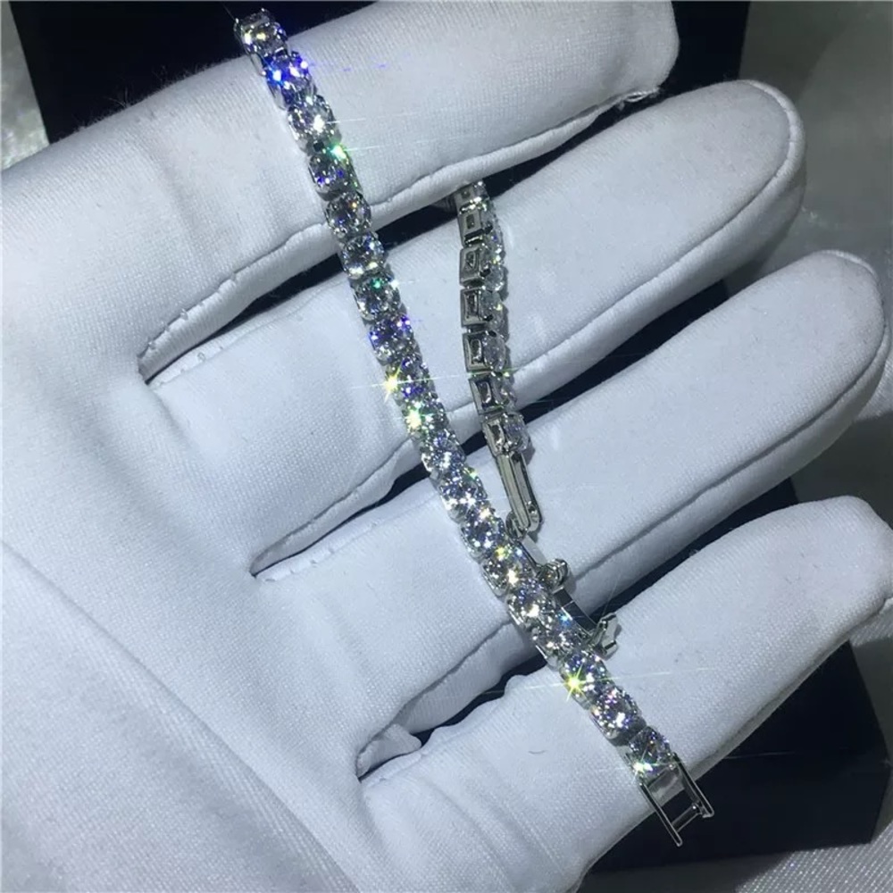 3-5mm Silver Full Drill Fine Tennis Bracelet